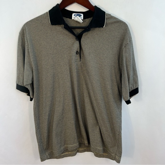 Sport Haley Tops - Haley Womens Golf Polo Shirt Size XL Black Tan Striped Short Sleeve